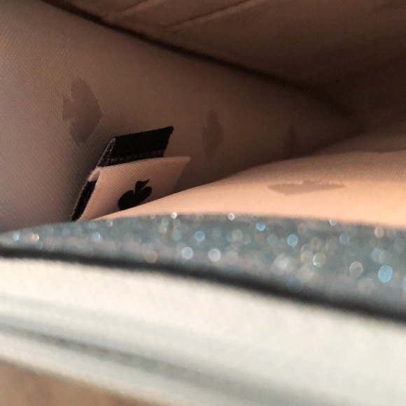 Kate Spade Tinsel Glitter Fabric Flap Crossbody Color Frosty Sky NWT - Picture 13 of 16